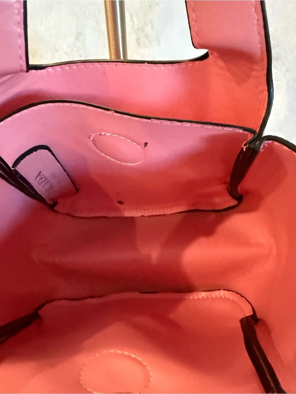 Source Unknown Mauve Pink Pebbled Leather Mini Tote with Triangle Logo